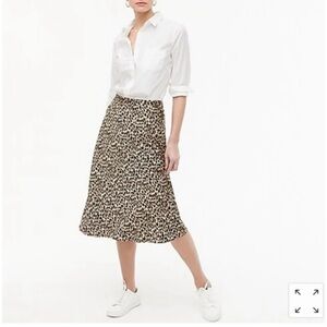 J Crew Factory pull on bias midi skirt leopard size xl